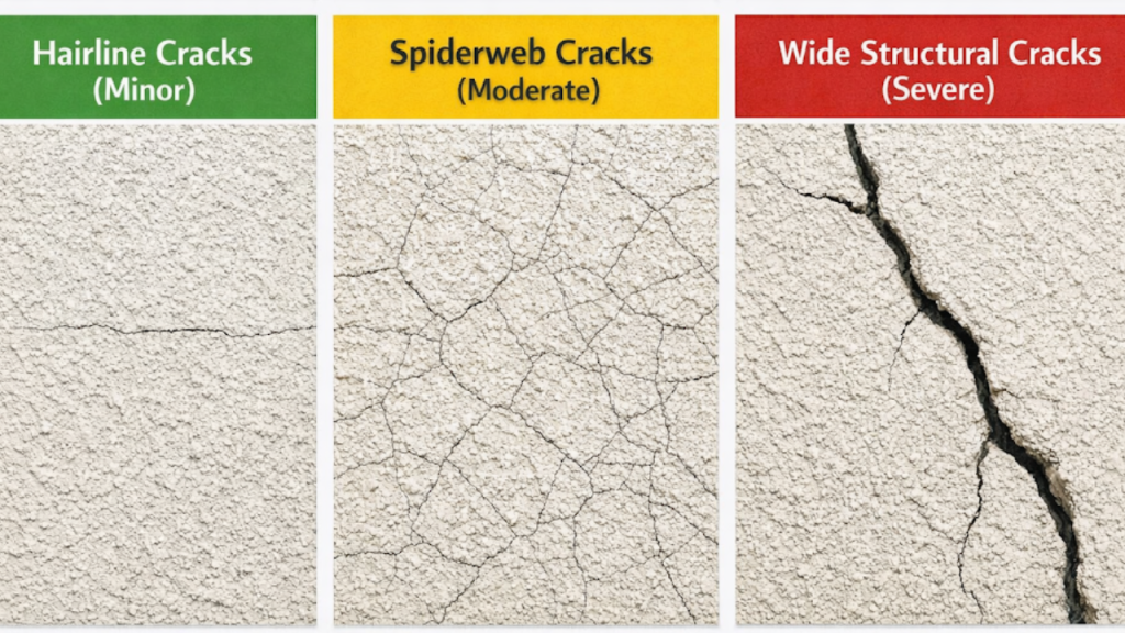 Cracks Wider Than 1/8 Inch or Spiderweb Patterns